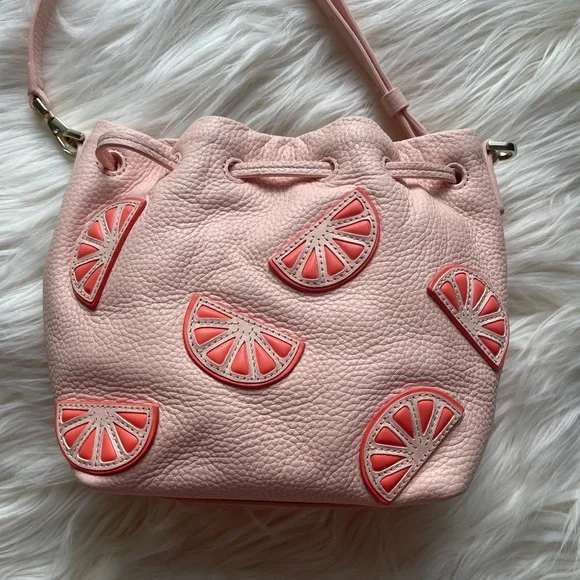 Kate Spade Flights of Fancy Grapefruit Mini Bucket Bag Crossbody - Picture 11 of 16